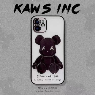 เคสไอโฟน7พลัส หรูหราสี่เหลี่ยมชุบสเตอริโอ 3D KAWS iPhone 11 Pro Max เคสกันกระแทกสำหรับ iPhone X XR Xs Max