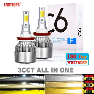 LEADTOPS 2 ชิ้น 2 หลอดไฟหน้ารถ LED H1 H3 H4 H7 H8 H11 HB3 HB4 หลอดไฟ C6 อัตโนมัติ 8000LM 12000K 2-in-1 3-in-1 36W 9 ~ 36V ไฟรถยนต์ทั่วไป