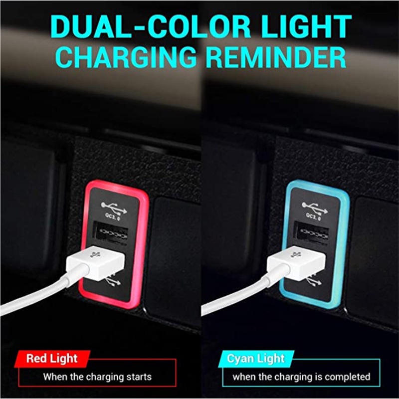 TOYOTA S Plug & Play Smart Quick Charging 6.4A Dual USB Charger Power Socket with CYAN + RED LED (23