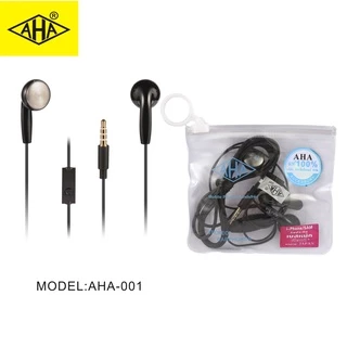 หูฟัง AHA 3.5mm สำหรับ phone ซัมซุง ออปโป วีโว่ เสี่ยวหมี่ บรรจุภัณฑ์ถุงเก็บกันน้ำ ไมโครโฟนในตัว เสียงดี Built-in Microp