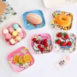 พร้อมส่ง💕 ชามเมลามีน (5นิ้ว) กลม/เหลี่ยม จานลายการ์ตูน จานชามเด็ก ใส่ขนม ผลไม้ ของว่าง | Bluerubystore