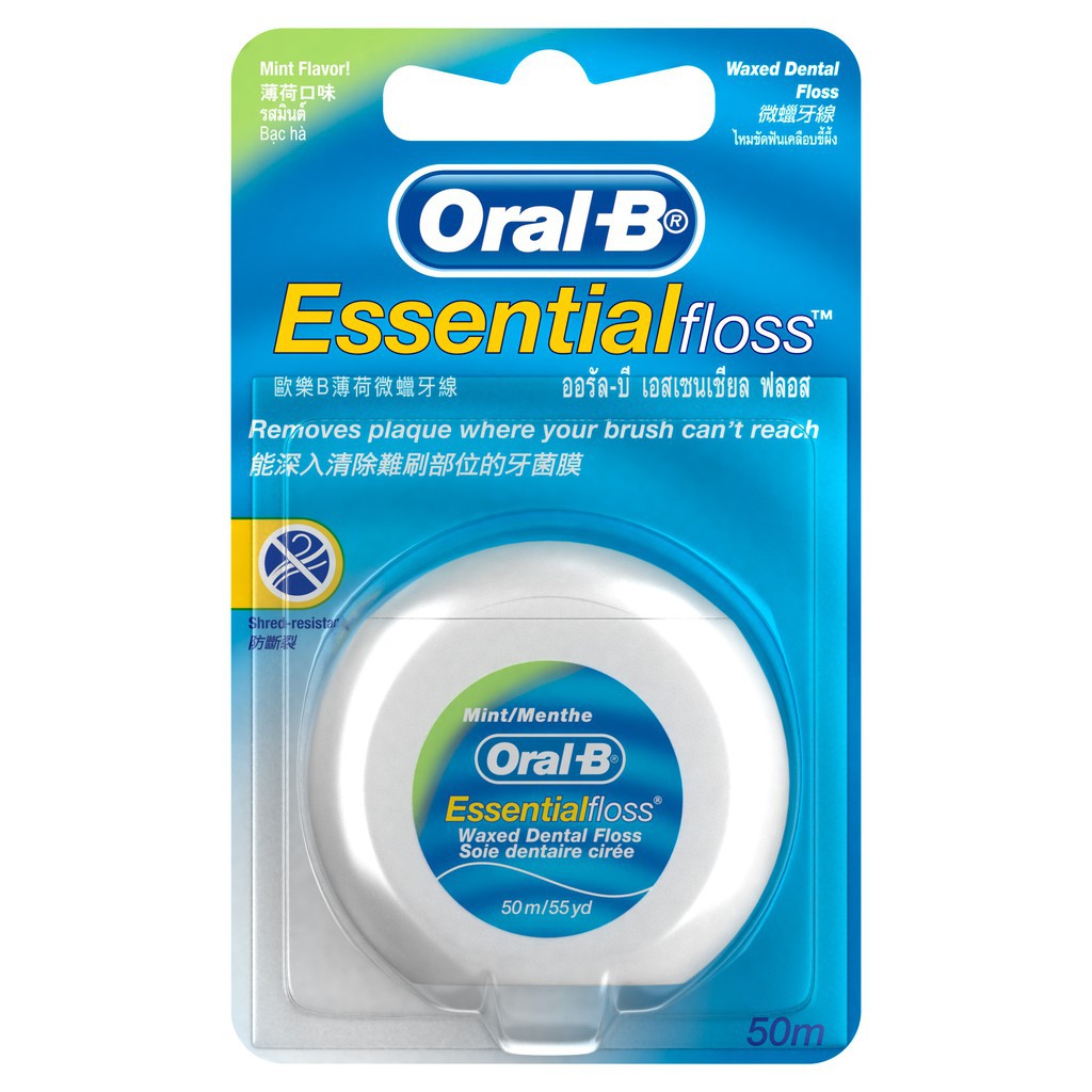 Oral B Essential Floss Waxed Dental - รสมิ้นต์ (50ม.)