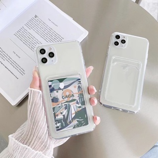 For Samsung Galaxy S8 S9 S10 S20 S21 Plus S22 Ultra S20FE S21FE Soft TPU Transparent Card storage Phone Case