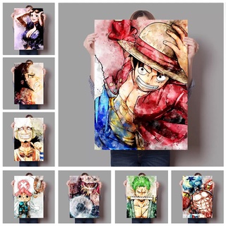 ภาพวาดระบายสีตามตัวเลข บนผ้าใบ รูปการ์ตูนอนิเมะ One Piece Luffy สไตล์ญี่ปุ่น คลาสสิก DIY สําหรับเด็ก ตกแต่งบ้าน