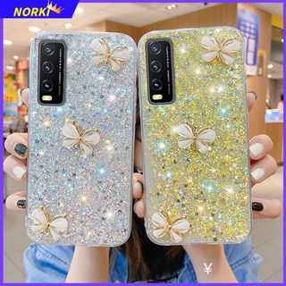 เคสโทรศัพท์มือถือ ซิลิโคนนุ่ม ลายผีเสื้อ 3D กลิตเตอร์ คริสตัล แวววาว สําหรับ Huawei Y6 Y6Pro Y7 Y9 Prime 2019 Y6P Y7P Y7A Y9A Y9S