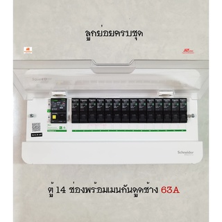 Schneider S9HCL114 ตู้คอนซูเมอร์ 14 ช่อง เมนกันดูดกันยี่ห้อช้าง 2P 63A พร้อมลูกเซอร์กิตครบชุดพร้อมใช้งาน