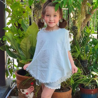 CUTELOOK ชุดแม่ลูก เสื้อผ้าเด็กเล็ก-เด็กโต ผ้ายีนส์นิ่ม เว้าไหล่ ทรงโคร่งฮิปฮอป ใส่สบาย