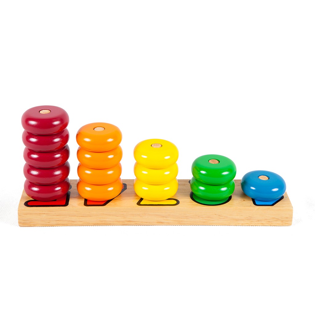 0660 โดนัท 5 สี , ของเล่นไม้, ของเล่นเสริมพัฒนาการ, ของเล่นเด็กอนุบาล, สื่อการสอนเด็กอนุบาล
