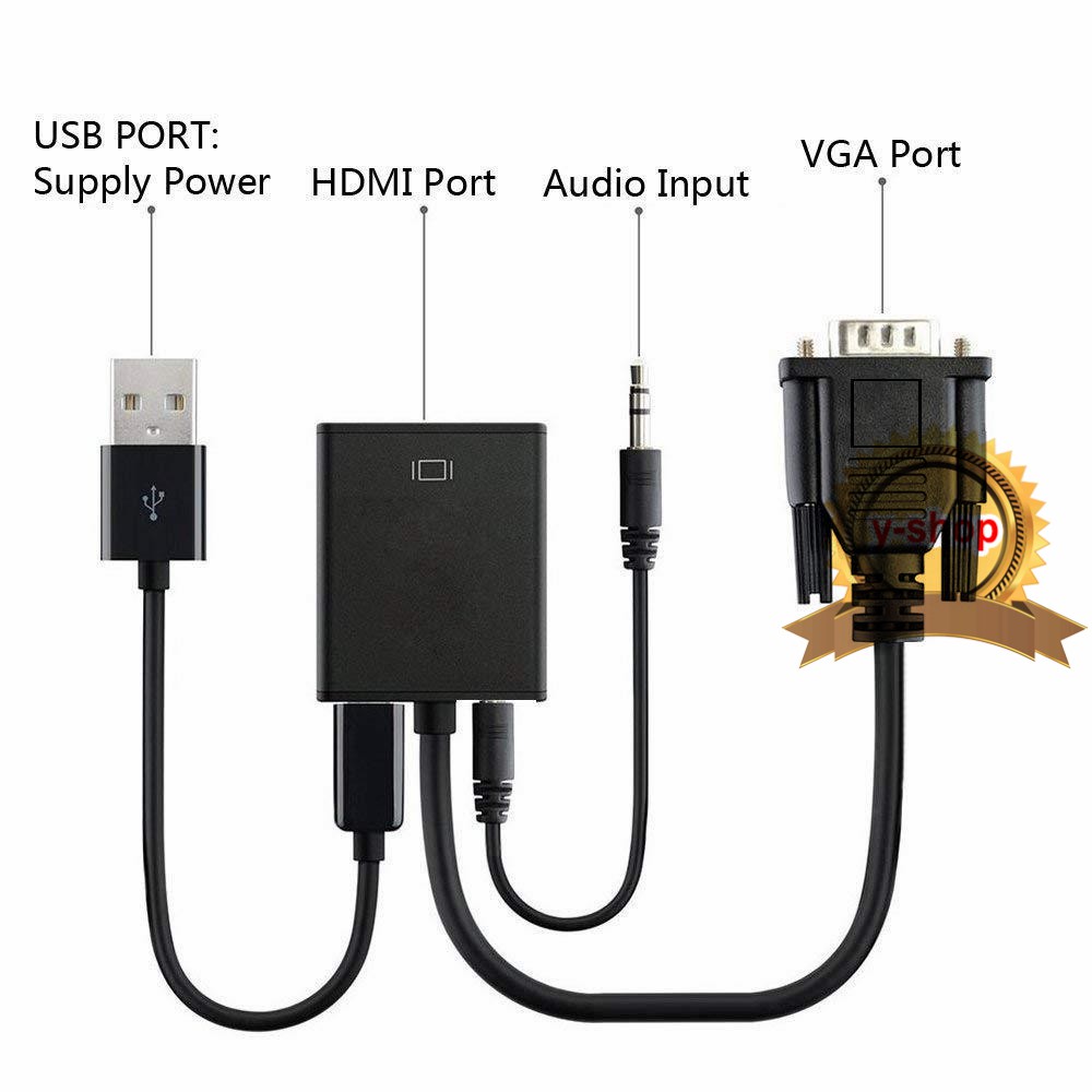 ตัวแปลงสัญญาณVGA TO HDTV 20cm with audio full hd มีเสียงด้วย  black *