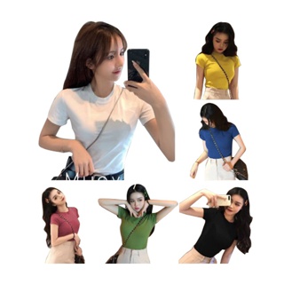 โปรโมชั่น : 20สี2022พร้อมส่งS-XL เสื้อรัดรูป เสื้อแขนสั้น เสื้อนมโต สไตล์เกาหลี เสื้อคอกลม แขนสั้น ⭐muayly shop⭐