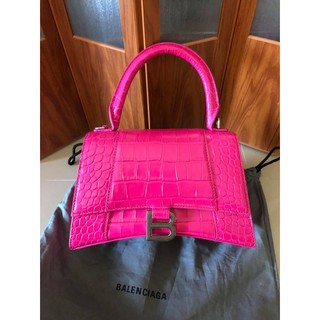 👜 Used Like New 👜 Balenciaga XS Hourglass in Hot Pink Croc Embossed