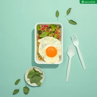 AdvanceBIO : ชุดช้อนส้อมพลาสติกย่อยสลาย 6.5 บรรจุ 50 คู่/ห่อ มี 1 ห่อ ช้อนส้อม ช้อนพลาสติก ส้อมพลาสติก รุ่น 4038
