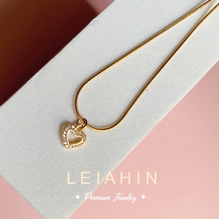 LEIAHIN สร้อยคอสเตนเลส ชุบทอง 18k จี้รูปหัวใจ ประดับเพทาย ขนาดเล็ก เครื่องประดับ สําหรับผู้หญิง ของขวัญวันเกิด