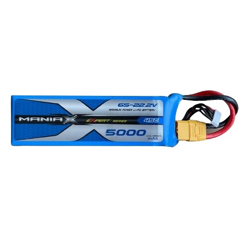 [แบตเตอรี่ 6เซล] ManiaX 6S 22.2V 5000mAh 45C XT90 plug Lipo Battery สำหรับใช้งานทั่วไป แบตคุณภาพสูง