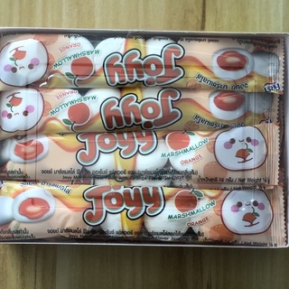 joyy marshmallow filled with orange flavor jamมาร์ชเมลโล่ ตรา จอยย์ มาร์ชเมลโล่ น้ำหนักสุทธิ 16 กรัม x 13 ซอง