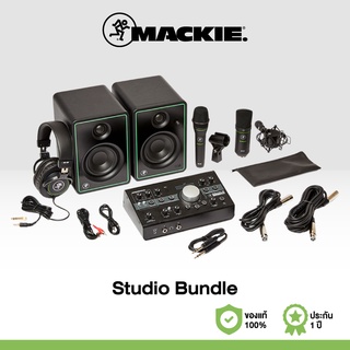 Mackie Studio Bundle ชุดลำโพงมอนิเตอร์สตูดิโอ เครื่องควบคุมลำโพงมอนิเตอร์ ไมโครโฟนคอนเดนเซอร์ ไมโครโฟนไดนามิก และ หูฟัง