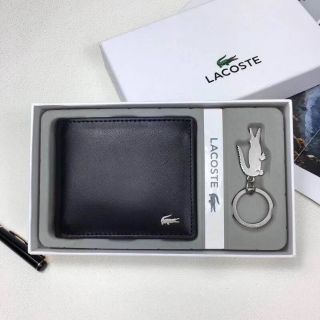 LACOSTE WALLET กระเป๋าสตางค์แบบพับ2ตอนสำหรับผู้ชาย มีช่องใส่บัตร ใส่ธนบัตรแยกเป็นสัดส่วน