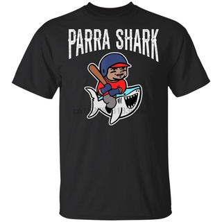 เสื้อยืดเบสบอล แขนสั้น พิมพ์ลาย Parra Shark สีดํา และกรมท่า สําหรับผู้ชาย