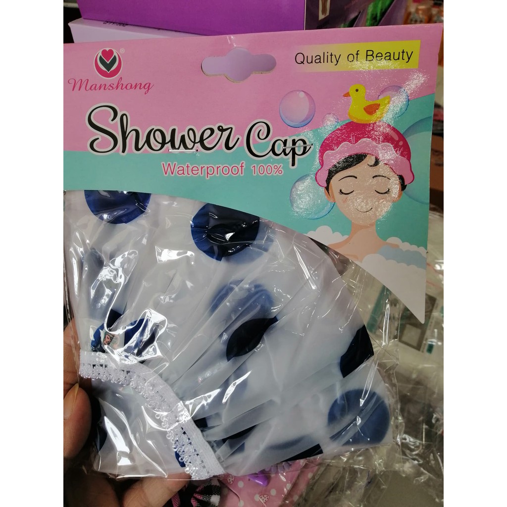 หมวกคลุมผมอาบน้ำ คละลาย แมนชอง Manshong Shower Cap Waterproof 100%