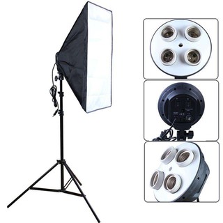 ไฟสตูดิโอ Softbox 50x70cm พร้อมขั้วไฟ4ขั้วและขาตั้งไฟ2เมตร