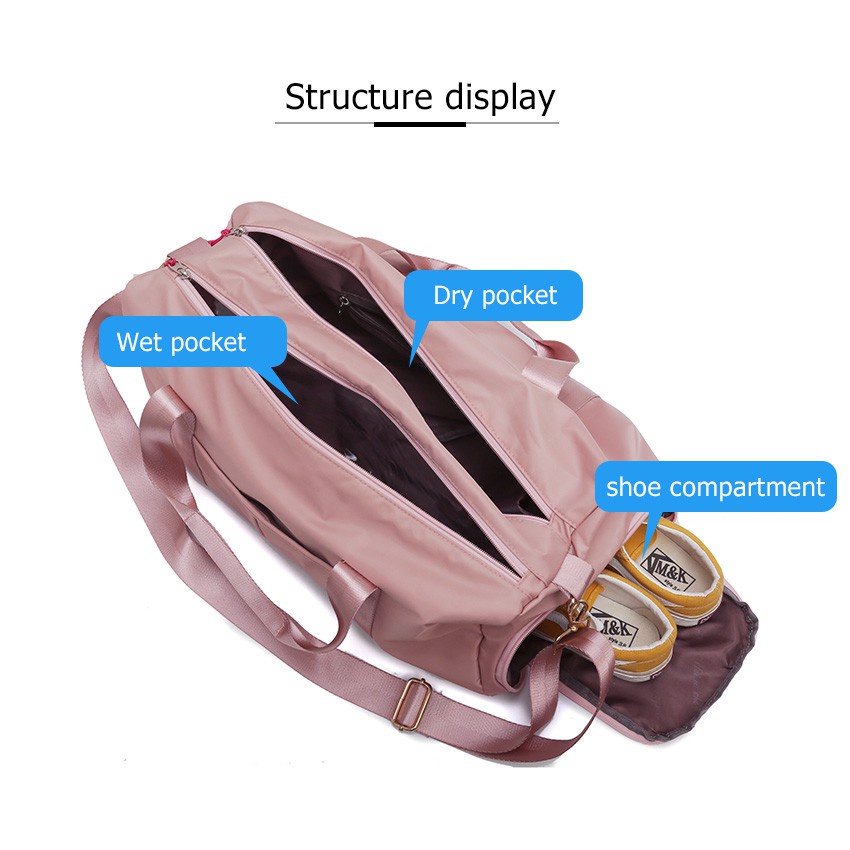 Women Travel Ba Dry and Wet Separation Sport Bag Fitness Bag Gym Totes ...