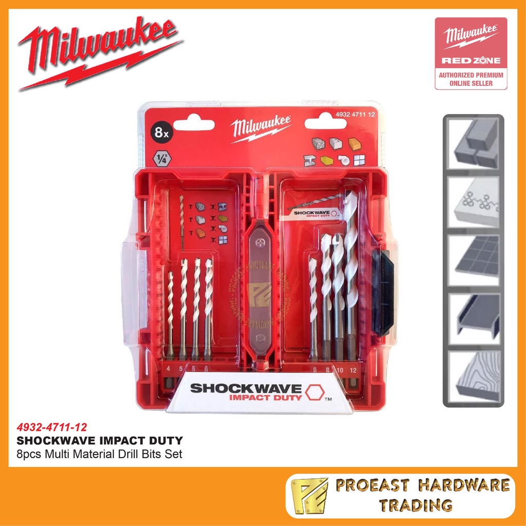 Milwaukee SHOCKWAVE IMPACT DUTY ชุดดอกสว่านหลายวัสดุ 8 ชิ้น (4932-4711-12)