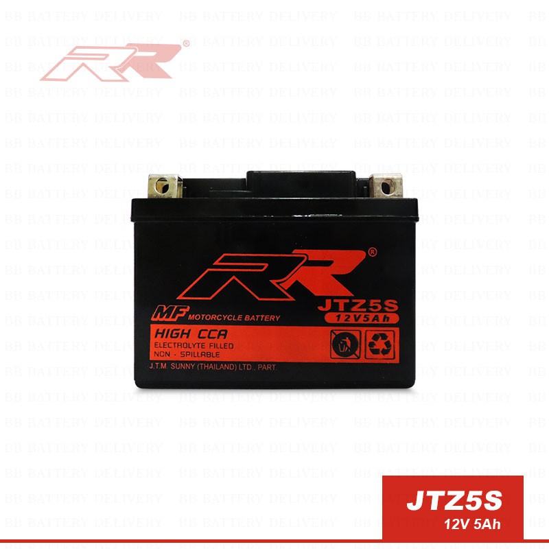 แบตเตอรี่ มอเตอร์ไซค์ RR รุ่น JTZ5S 12V 5Ah สำหรับ ฮอนด้า คลิ๊ก Honda click