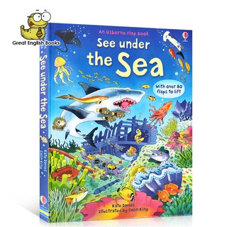 *พร้อมส่ง* หนังสือบอร์ดบุ๊คเล่มใหญ่ Usborne Lift-the-Flap SEE UNDER THE SEA (Board Book)