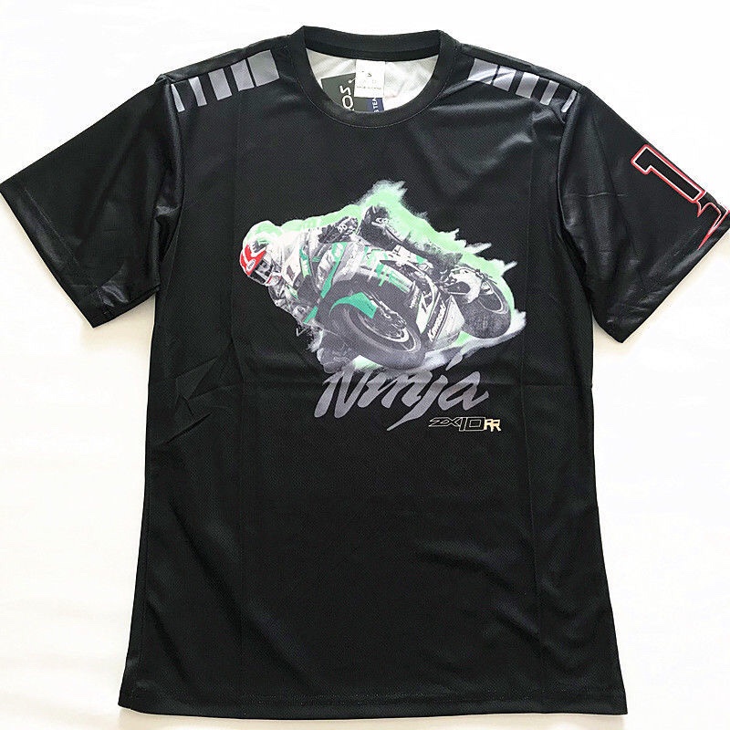 MOTO GO Kawasaki Fleet JR1 Knight เสื้อยืดพัดลมรถยนต์ Kawasaki รถจักรยานยนต์นินจาขี่แขนสั้น Quick-Dr