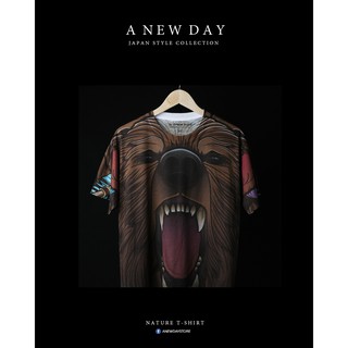 A NEW DAY 102  เสื้อลาย สไตล์ญี่ปุ่น สกรีนเต็มตัว ลายหมีใหญ่ BIG BEAR ใส่ได้ทั้ง หญิง และ ชาย