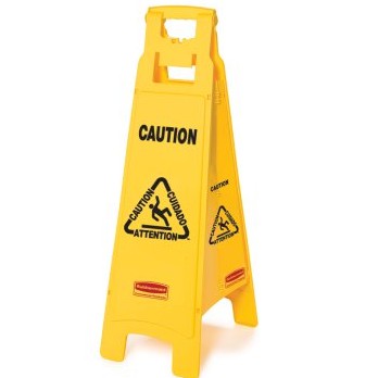 26 IN MULTILINGUAL "CAUTION" SIGN, 4 SIDED