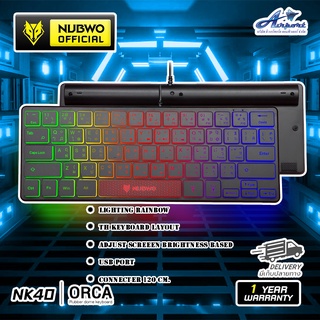 Nubwo NK-40 ORCA Keyboard Rubber Dome Switch LED Lighting Rainbow ปุ่มยาง 60%