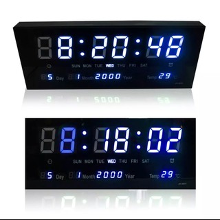 นาฬิกาดิจิตอล LED DIGITAL CLOCK แขวนผนัง LED ตัวเลขสีฟ้า JH3615