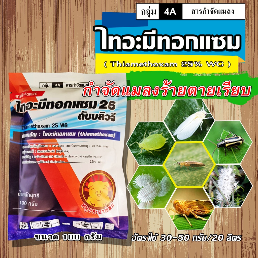 ไทอะมีทอกแซม 100 กรัม แอคทารา สารกำจัดแมลง เพลี้ยไฟ เพลี้ยอ่อน เพลี้ยกระโดดสีน้ำตาล แมลงหวี่ขาว หนอนชอนใบ แมลงปากดูด