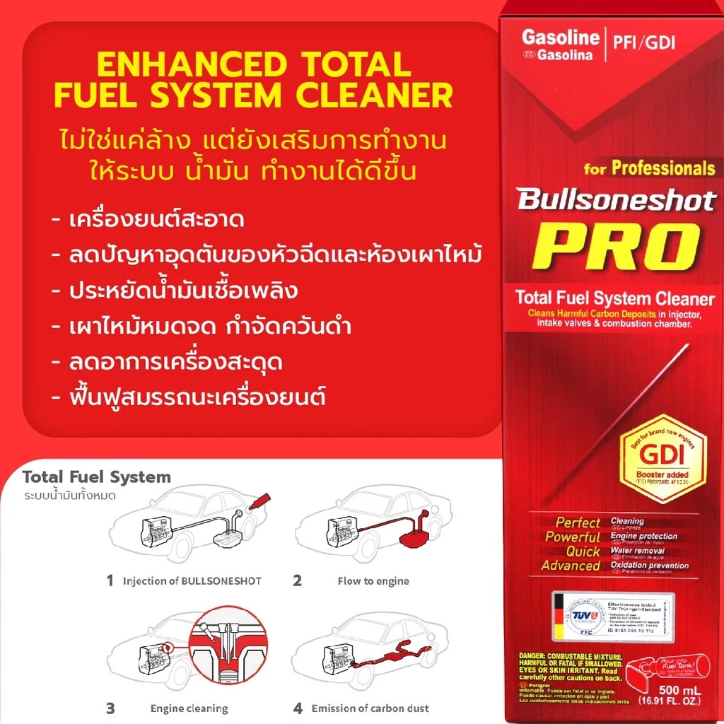 Bullsoneshot ​Proเบนซิน ขจัดคราบ น้ำยาล้างหัวฉีด หัวเชือเกาหลี​ ประกัน30ล้าน  หัวเชื้อเบนซิน (Bpro1) thumbnail 9