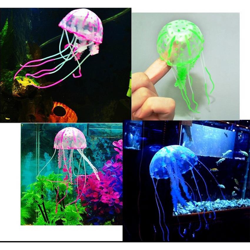 2 Floating Jellyfish Glowing Effect Aquarium Jelly Fish Tank