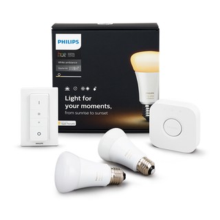 Philips Hue White Ambiance Smart Bulb Starter Kit E27 (2 Blubs, 1 Dimmer Switch and 1 Hub) Warraty 2 Years from Philips