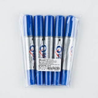 คิวบิซ ปากกาเคมี 2 หัว สีน้ำเงิน x 5 ด้าม101337Q-BIZ Twin Permanent Marker Pen Blue x 5 Pcs