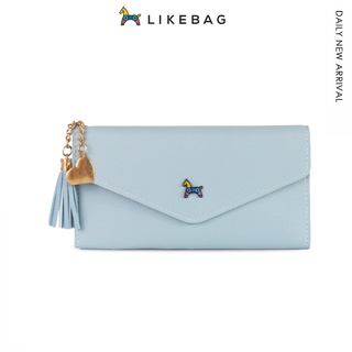 Likebag กระเป๋าสตางค์ หนัง PU ใบยาว พับได้สามทบ ใส่บัตรได้หลายช่อง ใส่เหรียญได้ แฟชั่นเรียบง่าย สําหรับผู้หญิง