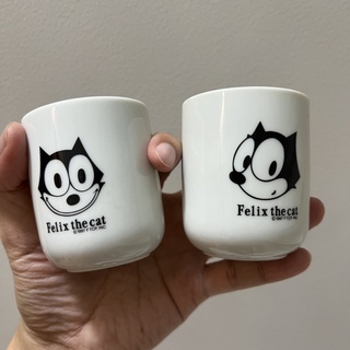 ขายคู่ แก้ว เซรามิก #Glass #Ceramic ลายลิขสิทธิ์แท้ นำเข้าจากญี่ปุ่น #Felix the cat สภาพสมบูรณ์ หายากที่สุด ลิขสิทธิ์แท้