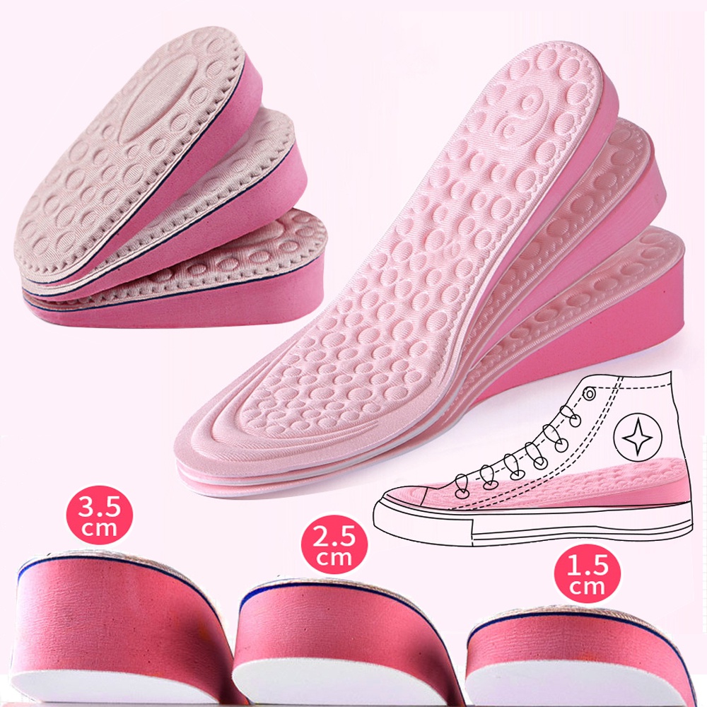 ความสูงเพิ่ม Insoles สําหรับผู้หญิงรองเท้าด้านในรองเท้าใส่ Heel Lift ความสูงแม่แบบเบาะ EVA Memory Foam Insoles