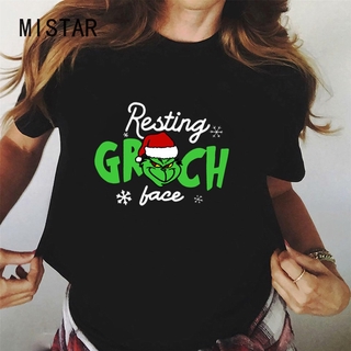 Funny Grinch t shirt Women Printing Christmas T Shirt cartoon 90s Tshirt Harajuku Ulzzang Graphic Black T-shirt Top Tee