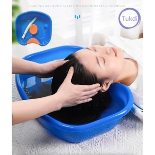 ที่รองสระผม อ่างสระผม ที่นอนสระผม เสริมแผ่นยางรองคอนอนสระไม่เจ็บเหมาะสำหรับผู้ป่วยติดเตียง D09