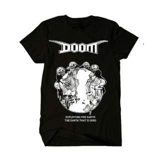 เสื้อยืดผ้าฝ้ายเสื้อยืด พิมพ์ลายเพลง DOOM EXPLOITING THE EARTHL XL  XXL 3XL