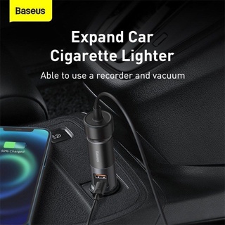 Baseus Quick Charge Car Charger 120W ที่ชาร์จในรถยนต์ พร้อมช่อง Socket เสียบที่จุดบุหรี่ เพื่อชาร์จกล้องติดรถยนต์