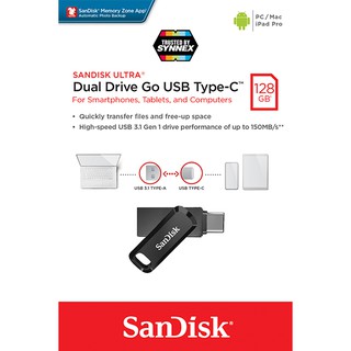 SanDisk Ultra Dual Drive Go 128GB Flash Drive USB3.1 Type-C Speed150mb/s (SDDDC3-128G-G46) แฟลชไดรฟ์ OTG แซนดิส