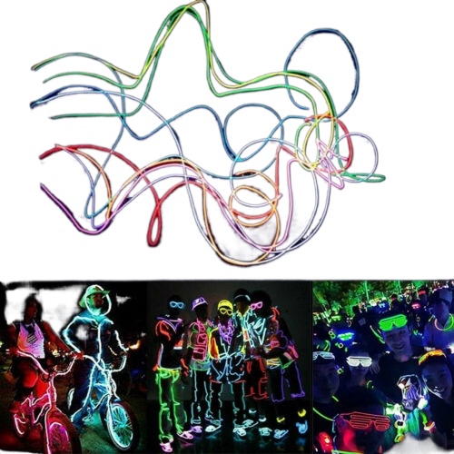 ⊕❉Flexible Neon LED Light Glow EL Wire String Strip Rope Tube Car Party Decor Lamp