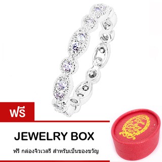 Tips Gallery แหวน เงินแท้ 925 เพชร CZ Hearts &amp; Arrows model Brilliant Bijou Diamonds Design TRS078