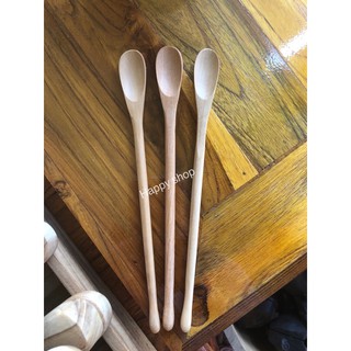 ช้อนค็อกเทล ไม้สัก ช้อนบาร์ ช้อนด้ามยาว ไอศครีม น้ำปั่น ช้อนไม้ Teak Cocktail Bar Mixing Spoon Stirring Ice Cream Frappe