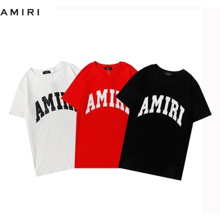 Amiri เสื้อยืดแฟชั่นสําหรับ Unisex ผ้าฝ้ายแขนสั้นเย็บปักลาย